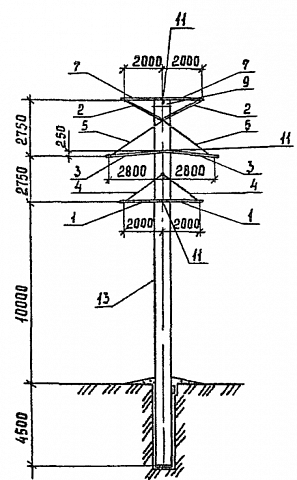 Анкерно-угловая опора 1,2 УБ 35–2
